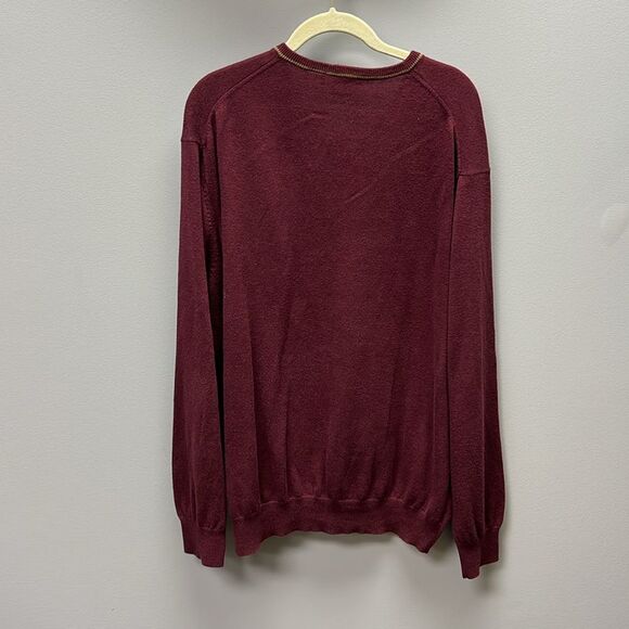 XL - Men's Cashmere Sweater - Jos A Banks - Maroon Tan Accent - Picture 4 of 7
